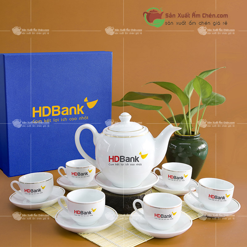 Bộ trà in logo HD bank